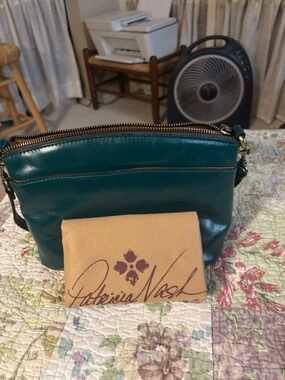 Patricia Nash Teal Green Leather Crossbody Bag
